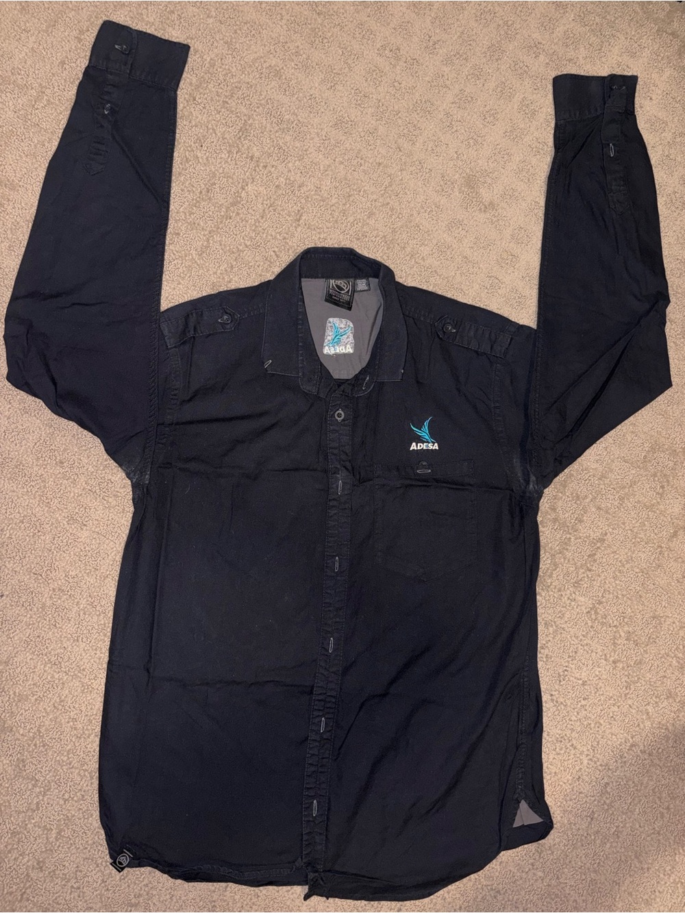 ADESA Branded Company Dress/Button-Up Black Shirt